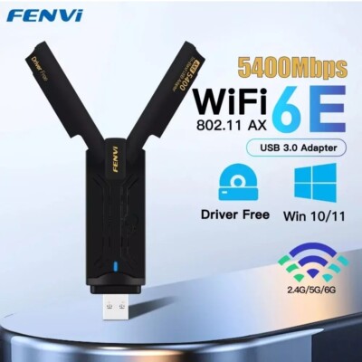 FENVI AX5400 WIFI 6E USB Adapter Tri Band 2.4G/5G/6Ghz USB 3.0 Wifi 6 