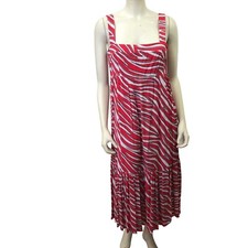 MICHAEL KORS $175 Zebra Square Neck Sleeveless Midi Dress LG NWT