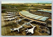 Air France Concorde Supersonic Charles De Gaulle Airport aerial Postcard 4x6