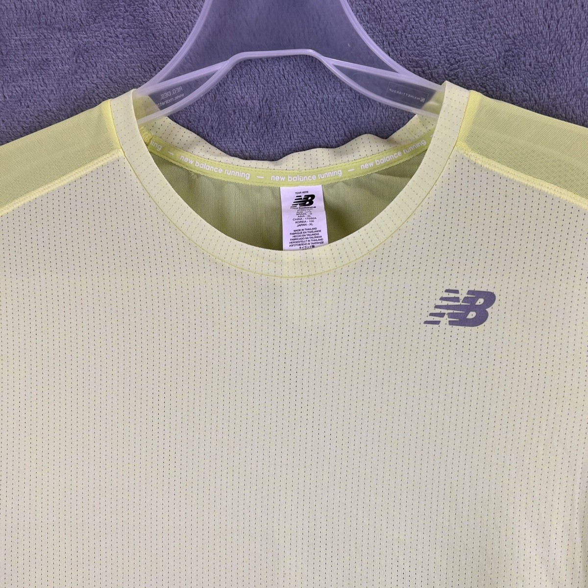 【New Balance】Water-compatible ICE graphic T-shirt New Balance Shirt Womens Large Neon Yellow NB Ice Mesh