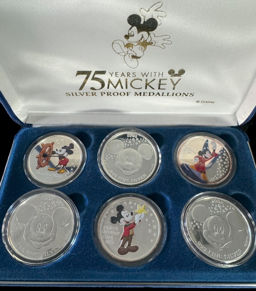 Disney 75 Years with Mickey Colorized 6 - 1 oz .999 Silver Coin