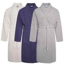 Waffle Bathrobes Shawl Dressing Gown Unisex 100% Cotton