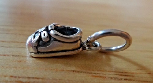 Sterling Silver 3D Small 13x5mm Toddler Baby Tennis Shoe Charm - Picture 4 of 5