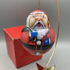 The Tin Box Co Roly Poly Santa Christmas Ornament 3.5” Decor Gift Holiday VTG