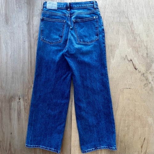 EVERLANE THE WAY HIGH WIDE LEG FLARE JEANS WOMEN’S sz 28 Dark Wash Distressed - 第 4/13 張圖片