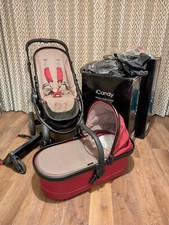 iCandy Peach pushchair and carrycot in claret - includes Maxi BuggyBoard