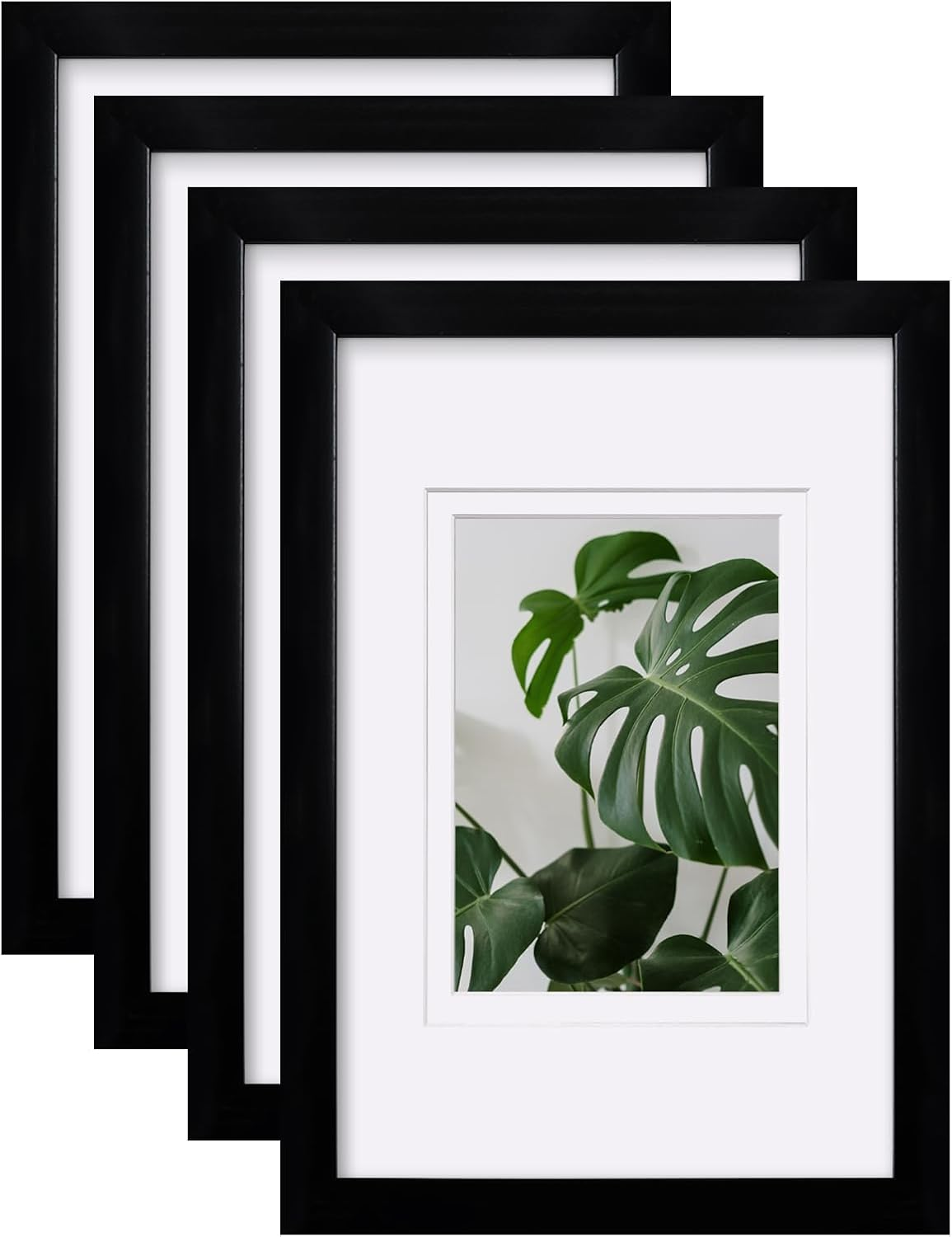 8X12 Picture Frames Black Set of 4 Made of Solid Wood Covered by Plexiglass Matt-image