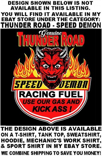 Old School Thunder Road Speed Demon Devil Race Spark Plugs Hot As Hell T-shirt 3 - Picture 6 of 24