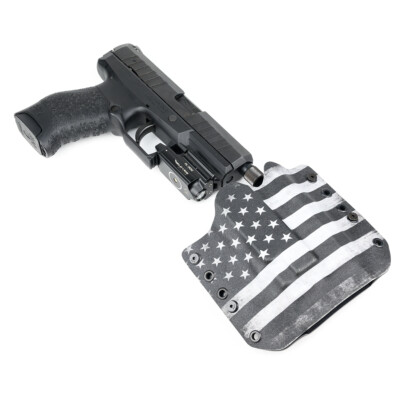 OWB Kydex Holster for HK w/OLIGHT PL-MINI VALKYRIE - USA BLACK & WHITE