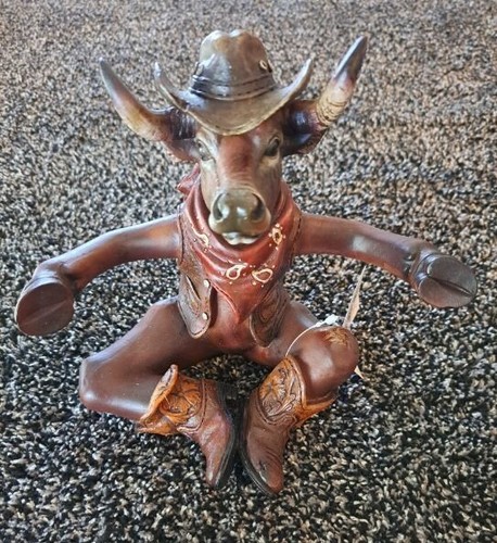 RIVERS EDGE Bull w/ Barrels Salt & Pepper Set, Hand Painted Resin & Ceramic, NEW - Picture 8 of 9