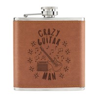 Crazy Gitarre Mann Stars 170Ml Pu-Leder Flachmann Hellbraun Dad Boyfriend Lustig