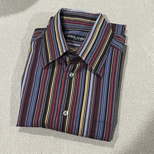 Dolce & Gabbana Made In Italy Mens Dress Shirt Multicolor Striped Size 15 - 38 - Imagen 16 de 16