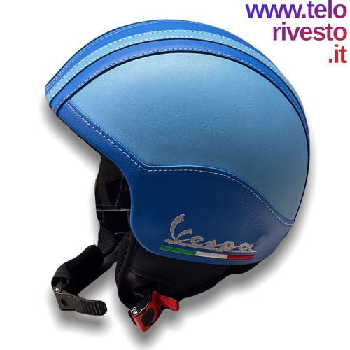 Casco Vespa Vintage personalizzato in pelle panna marrone occhiali /  visiera | eBay