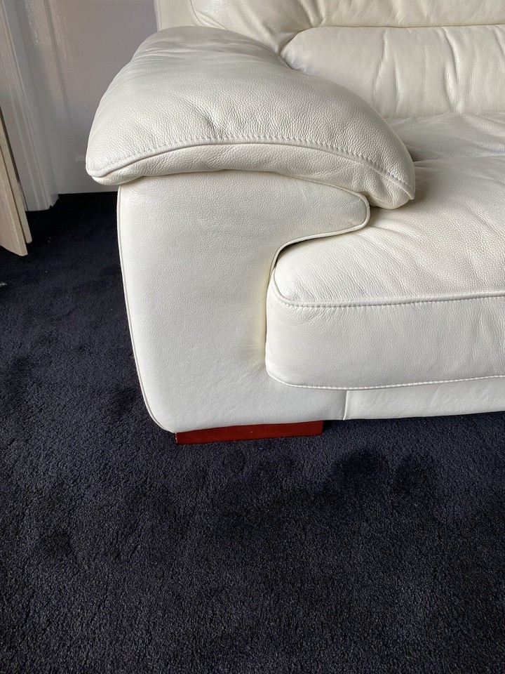 2 X 3 Seater Leather Sofas Cream Good Condition Bargain !!! eBay