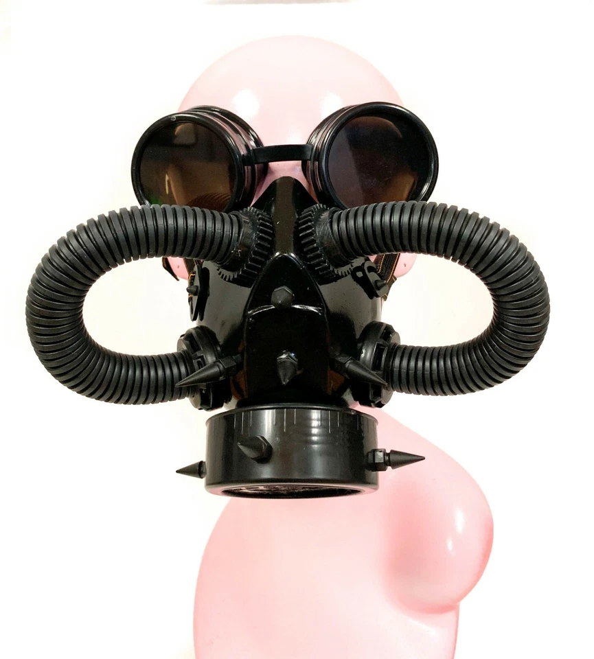 Gas Mask & Goggles Combo Set Steampunk Phantom Theater Masquerade Cyber Punk   - Image 3 of 3