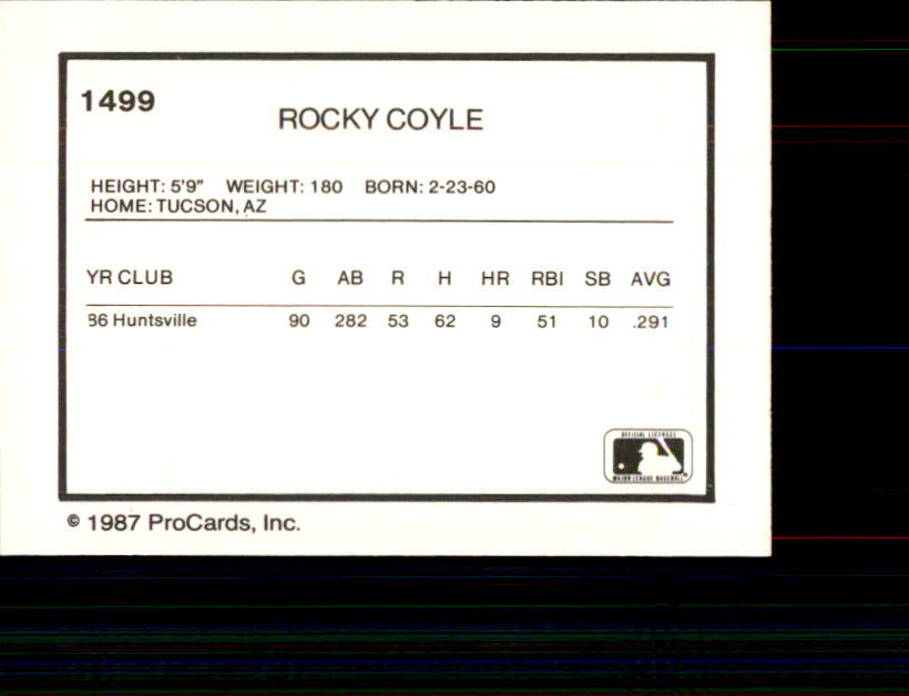 1987 Knoxville Blue Jays ProCards 1499 Rocky Coyle Tucson Arizona