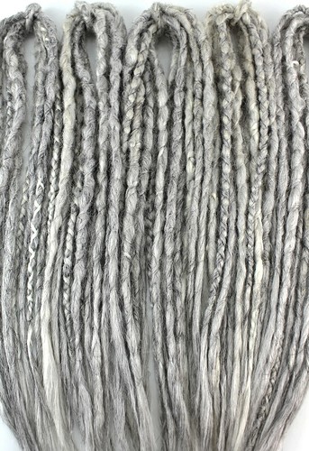 Gray White Dread Extensions Single Double Ended Dreadlocks SE DE Synthetic Dread - Picture 5 of 11