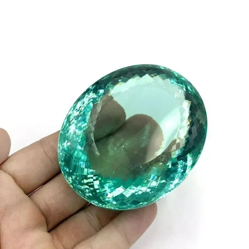 海洋蓝 256.55 克拉认证巨大黄玉椭圆形切割巴西天然宝石 — 第 4/4 张图片