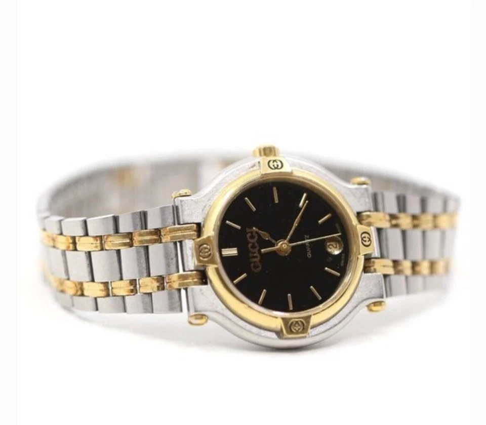 reloj gucci cuarzo mujer usado, correa oro y plata (leer descripción) Foto 2 de 4