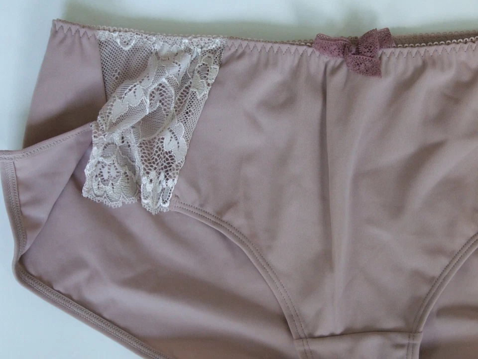 Royce Large size 14-16 Luxury stretchy knickers panties briefs lace inserts Mink - Image 3 of 4