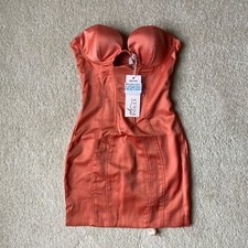 BNWT Oh Polly Extravagance Orange Cut Out Satin Corset Bodycon Mini Dress Size 6