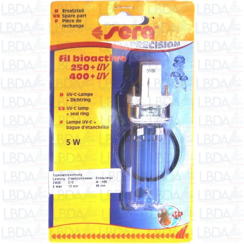 SERA Lampe UV-C 5W Clarificateur d'Eau pour Filtre Bioactive 250 et 400