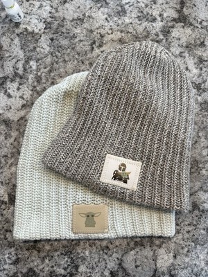 Love Your Melon Star Wars Knit Beanie Hat Lot of 2 Mandalorian & Grogu