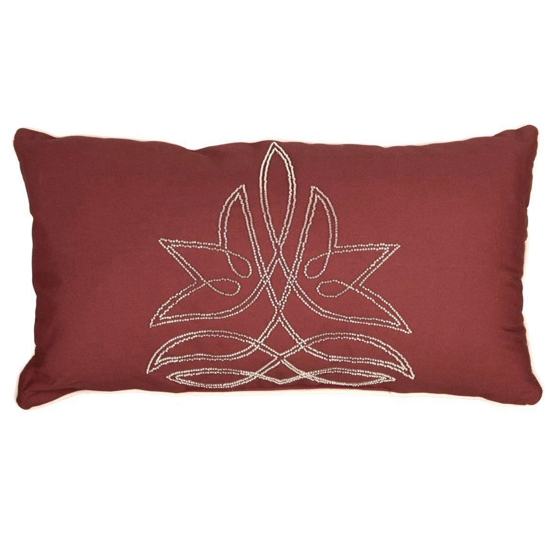 Texas Proud Lumbar Decorative Throw Pillow Burgundy Embroidery 14" x 24"