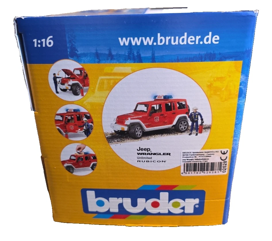 Vehículo de bomberos Bruder Jeep Wrangler Rubicon Wagon con Acss. & Light 1:16 nuevo en caja Foto 4 de 4