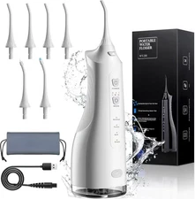 Cordless Rechargeable Water Dental Flosser Oral Irrigator with 5 Modes & 5 Tips