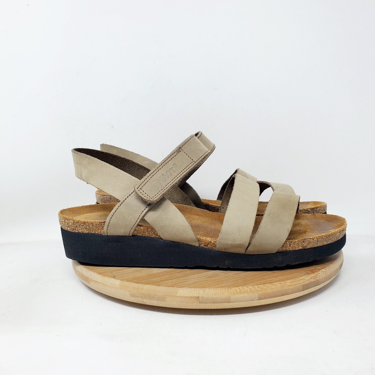 Naot Sandals Womens 39 Kayla Brown Leather Strappy Low Wedge