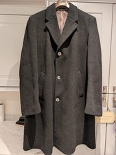Original Crombie Coat Mens 46" Chest  Dark Grey/Black Wool From Selfridges