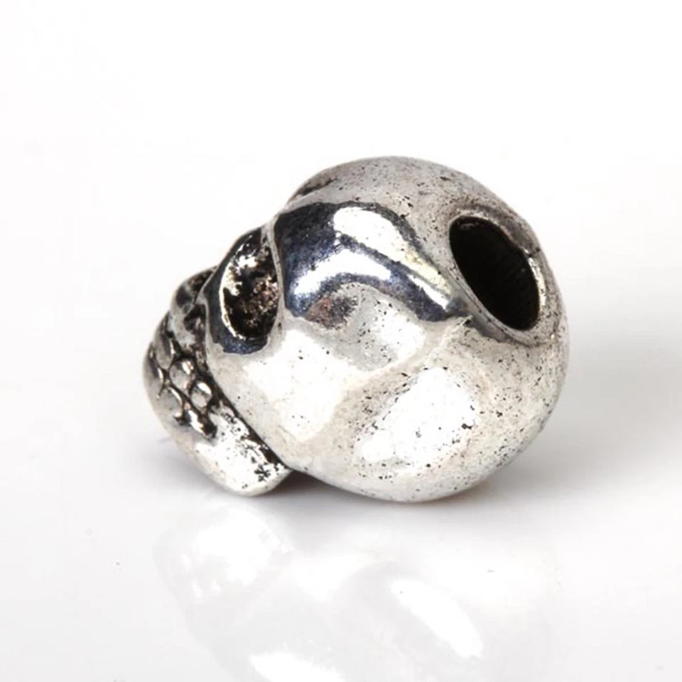 10 perles tête de mort en alliage d'argent pour bracelets, boucles - Photo 2/4