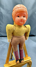 RARE 10" 1940S FOOTBALL PLAYER-CELLULOID, OCCUPIED JAPAN,STRAW STUFFED, ADORABLE