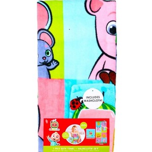 COCOMELON 2-Pc BATH TOWEL SET Towel & Wash Cloth ~ New with Tags