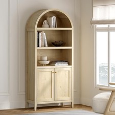 71" Tall Arched Cabinet, 5-Tier Arched Bookcase Storage Display Cabinet