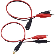 1PCS 2 Alligator clip to 1 Male or Female DC Power Plug Connector Adapter 25CM