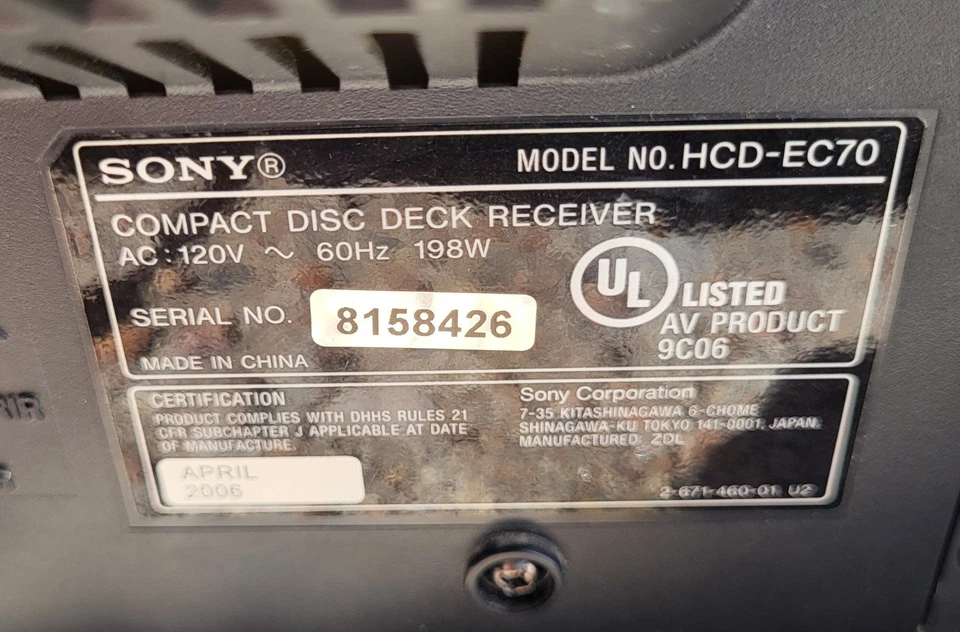 Sony HCD-EC70 AM/FM fita cassete 3 discos CD player sistema estéreo doméstico com alto-falantes - Imagem 4 de 4