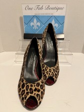 DONALD J PLINER Couture Leopard Animal Print CalfHair Leather Pump Heels Sz 7M