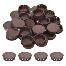 32Pcs 38mm Brown Nylon Plastic Round Locking Hole Plugs Insert End Caps