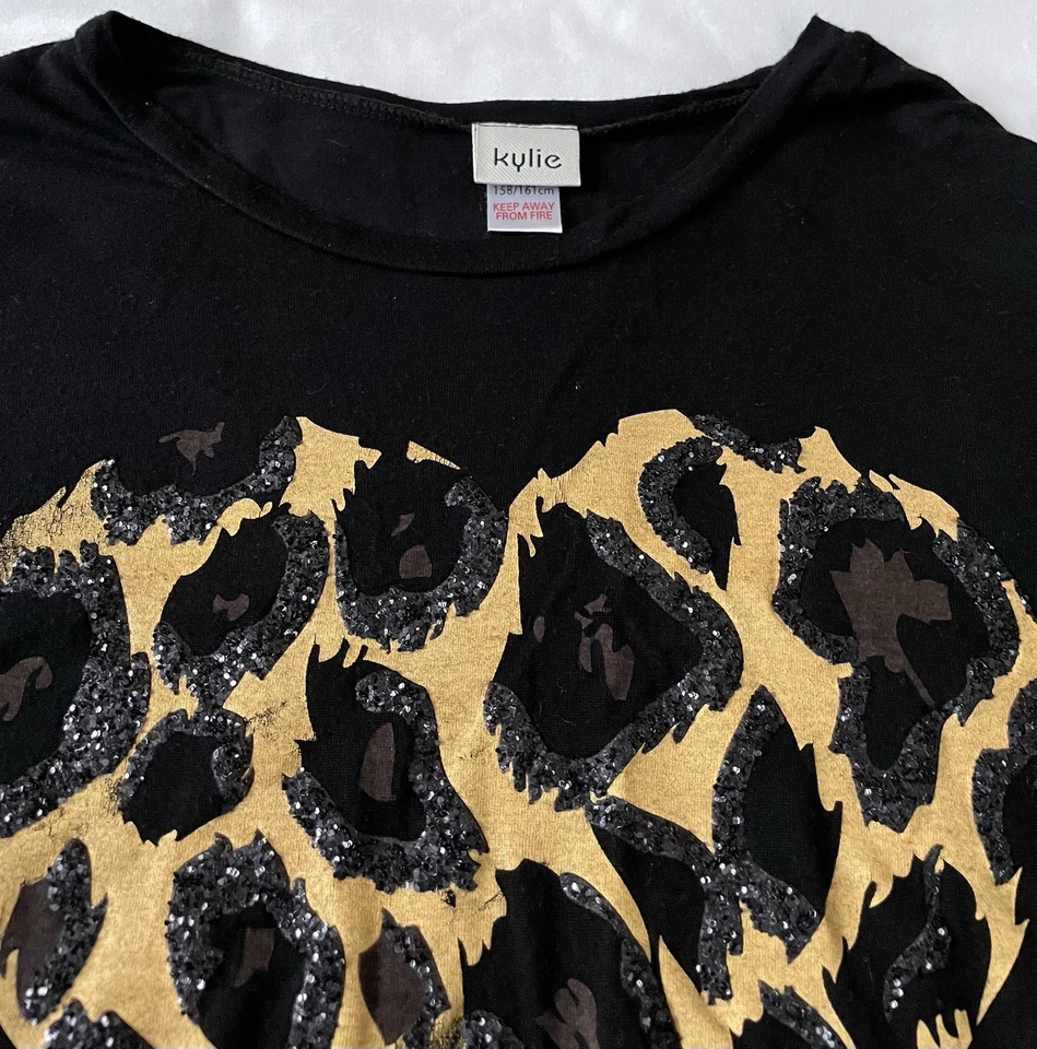 Kylie M&Co - Black Asymmetrical Short Sleeved T-shirt, Age 13 Years, Gold Heart - Image 3 of 4