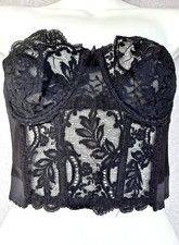 Vintage Fleur De Lace By Smoothie Bra 36B Longline Corset Boned Lace Underwire