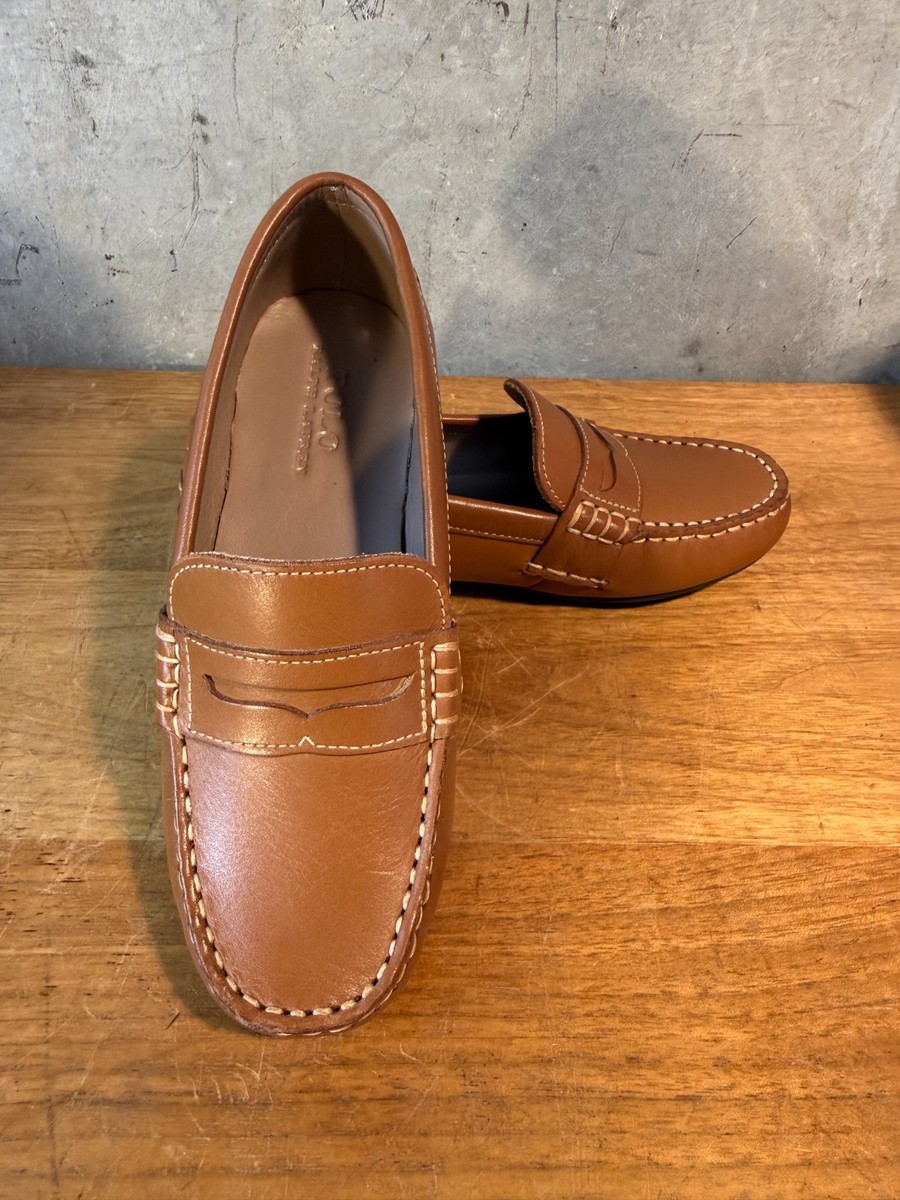 Polo Ralph Lauren Boys Brown Leather Telly Penny Loafers Driving