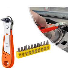 Ratcheting Right Angle Screwdriver Hex Drive 90 Degree Offset Bit Set