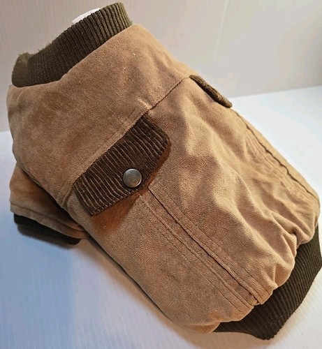 Brown Tan Faux Suede Dog Coat Jacket Padded Size S