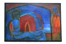 Maryclare Foa (b.1956) Large Oil On Board. 'Holding The Red House' 1994