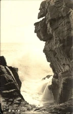 Thunder Hole receding wave ~ Mount Desert Island Maine ~ RPPC Ballard real photo