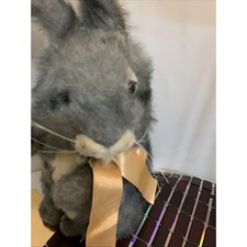 Vintage 19 Dakin Real Bunny Plush Stuffed Animal Gray Ears Soft Father