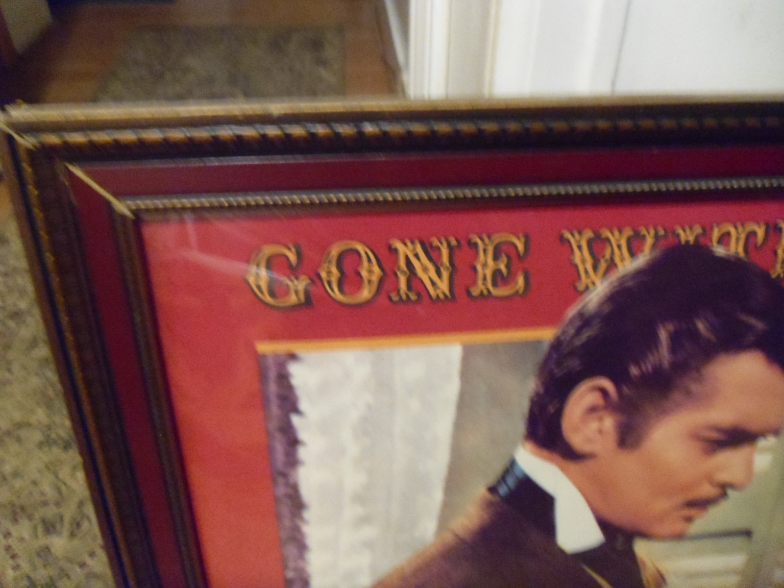 Antique Gone with the Wind reprint Scarlet Rhett movie poster in frame HOLLYWOOD
