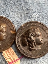 2 Antique Pressed Horn Female Profile CAMEO Button s 1 1/4&rdquo;